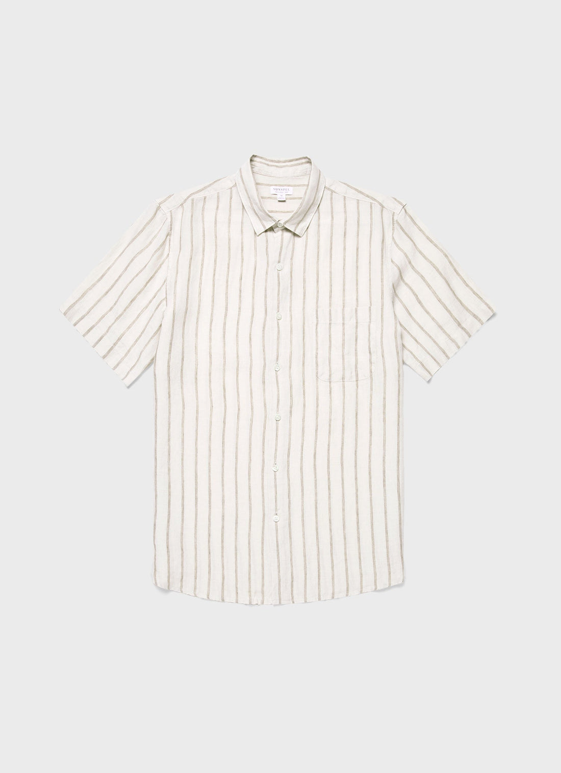 Men's Short Sleeve Linen Shirt in Dune/Ecru