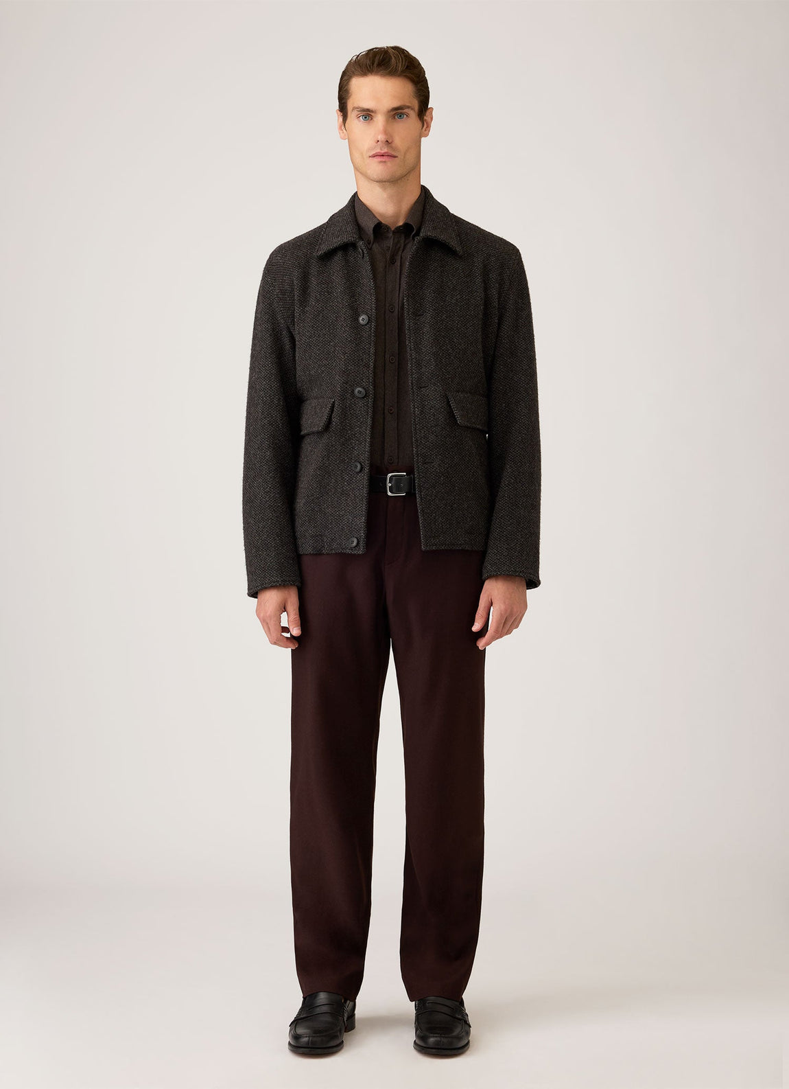 Men's Button Down Flannel Shirt in Dark Chocolate