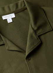 Men's Riviera Camp Collar Shirt in Deep Olive