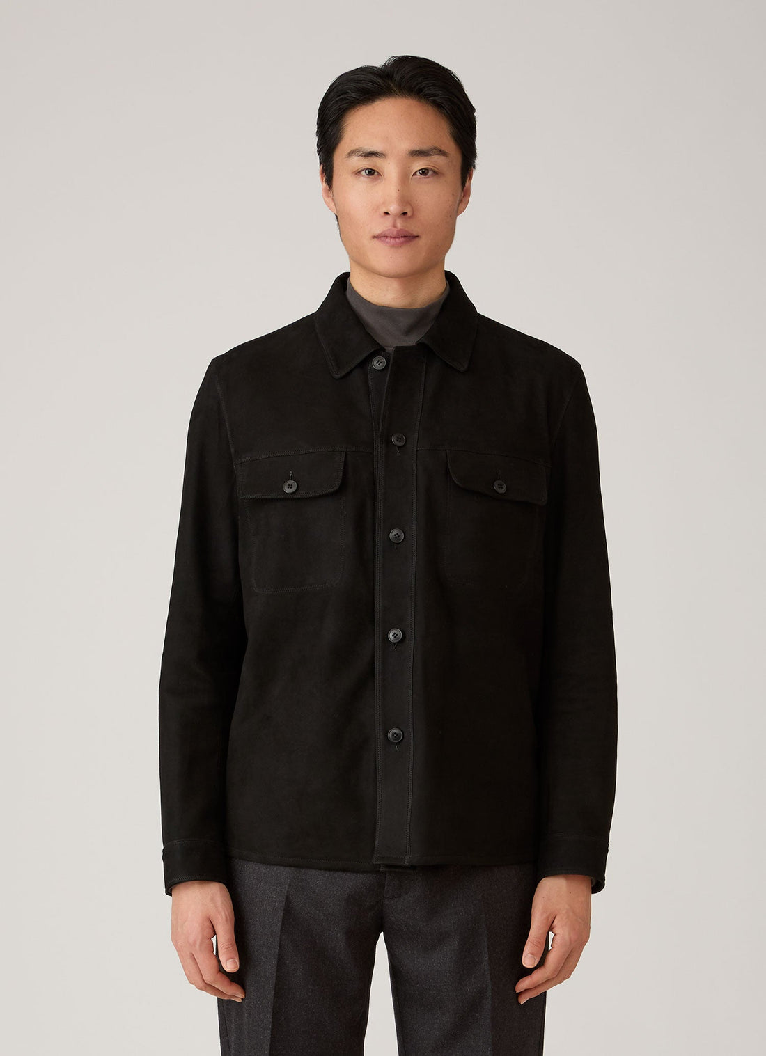 Overshirt aus Veloursleder