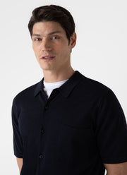 Men's Sea Island Cotton Knit Shirt in Light Navy