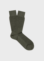Men's Merino Wool Waffle Socks in Dark Olive