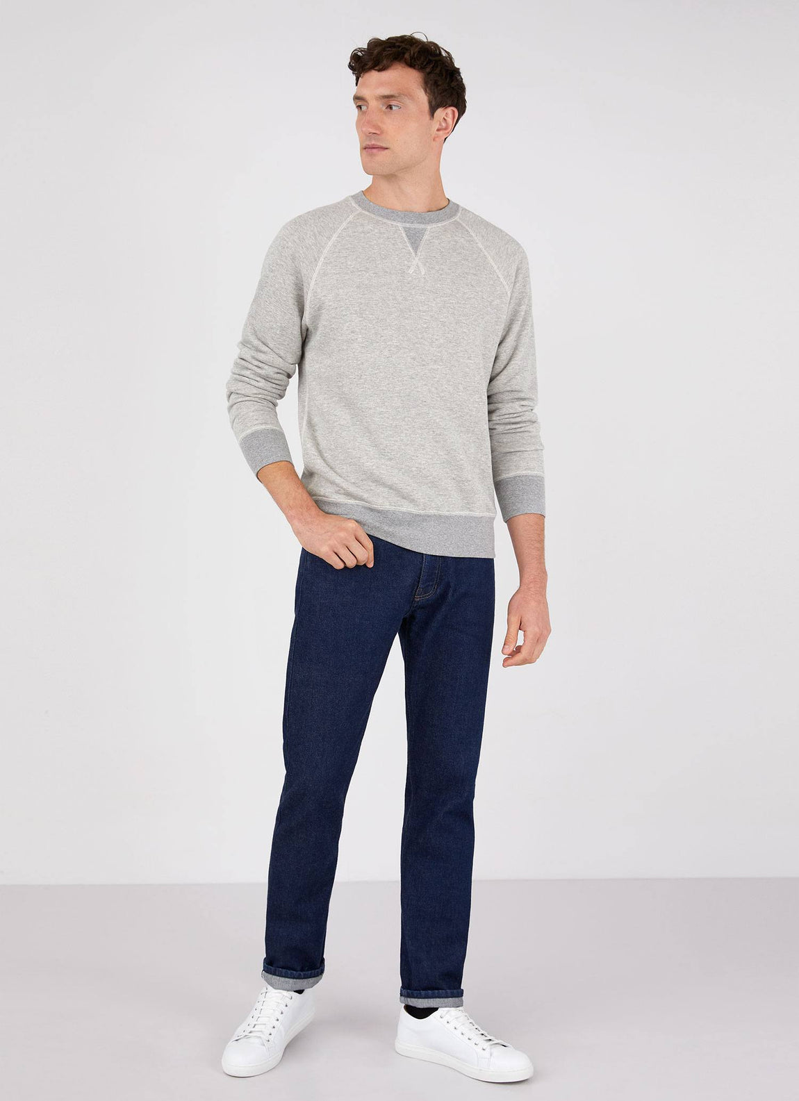 Men's Japanese Loopwheel Sweatshirt in Mid Grey Melange