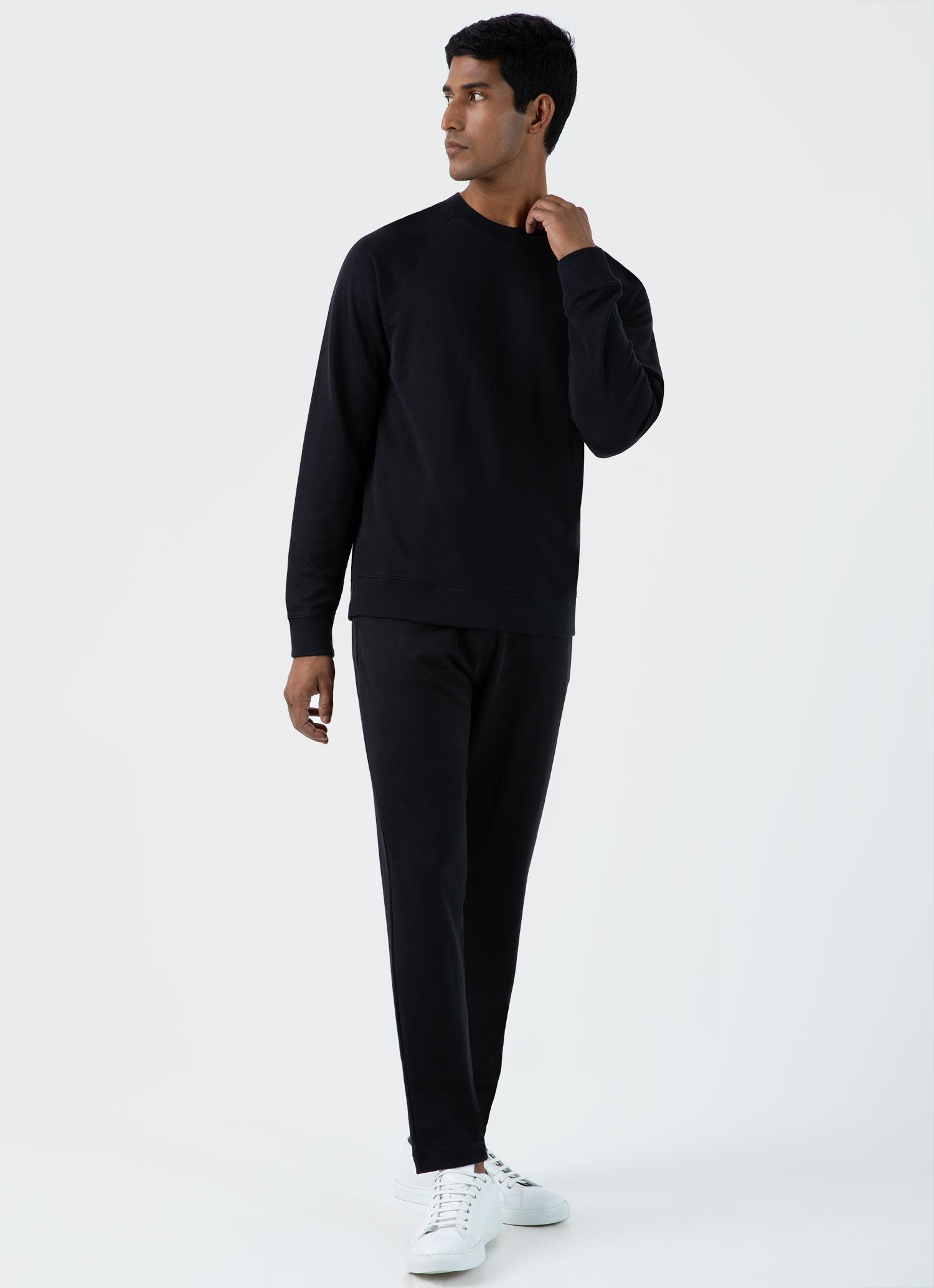 Men's Sea Island Cotton Sweatshirt in Black