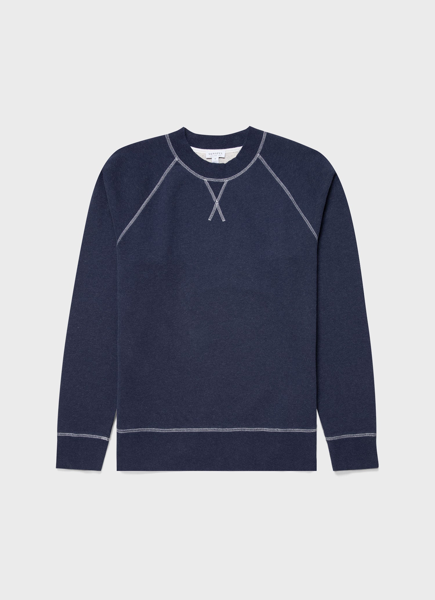 Fleece Pullover in Marineblau Melange Sunspel
