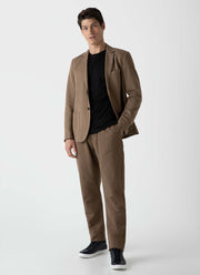 Men's Cotton Linen Drawstring Trouser in Dark Tan