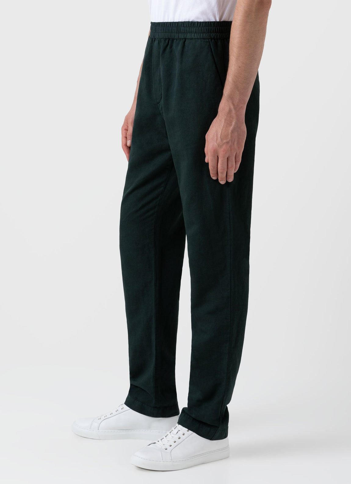 Men's Cotton Linen Drawstring  Trouser in Seaweed