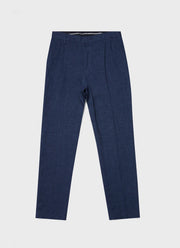 Men's Pleated Linen Trouser in Light Navy