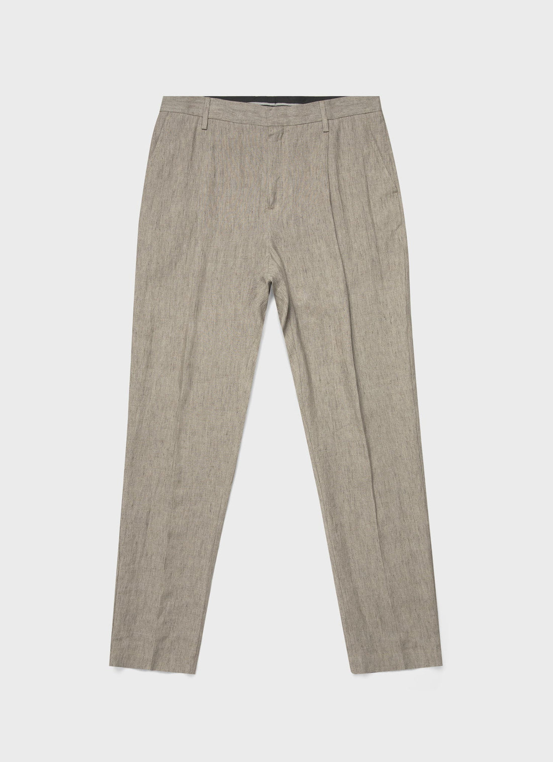 Men's Pleated Linen Trouser in Dark Stone