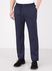 Men's Wool Flannel Drawstring Trouser in Navy Melange