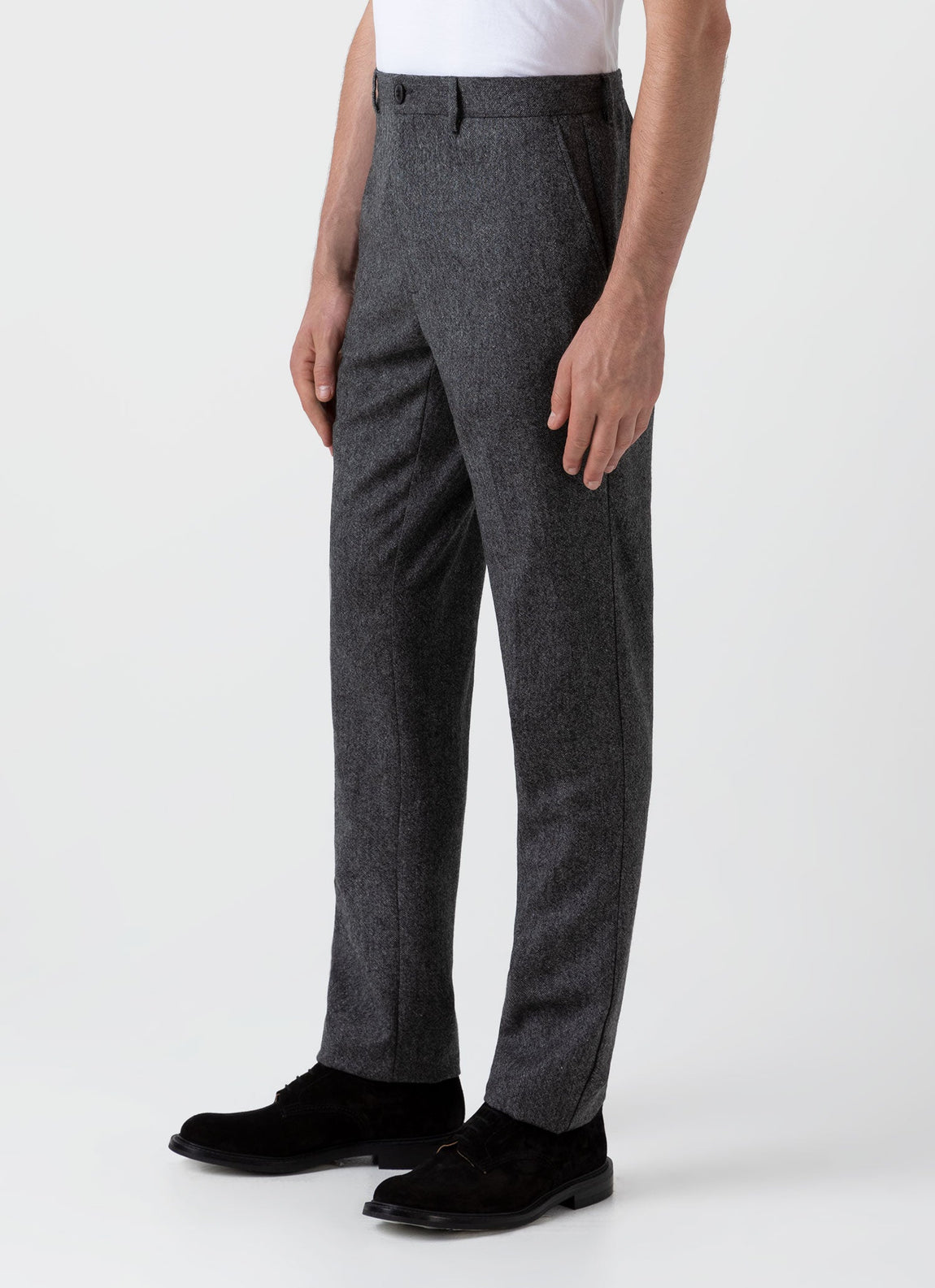 Men's Donegal Wool Trouser in Mid Grey Melange