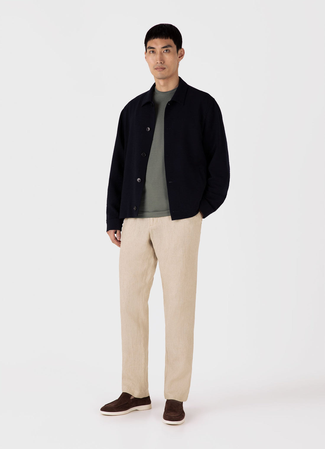 Men's Linen Drawstring Trouser in Light Sand