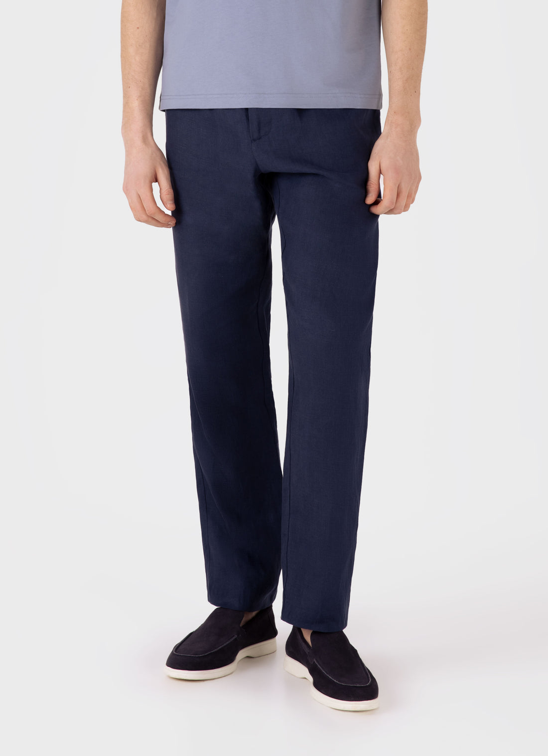 Men's Linen Drawstring Trouser in Light Navy