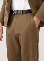 Men's Cotton Linen Two-Piece Suit in Dark Cedar