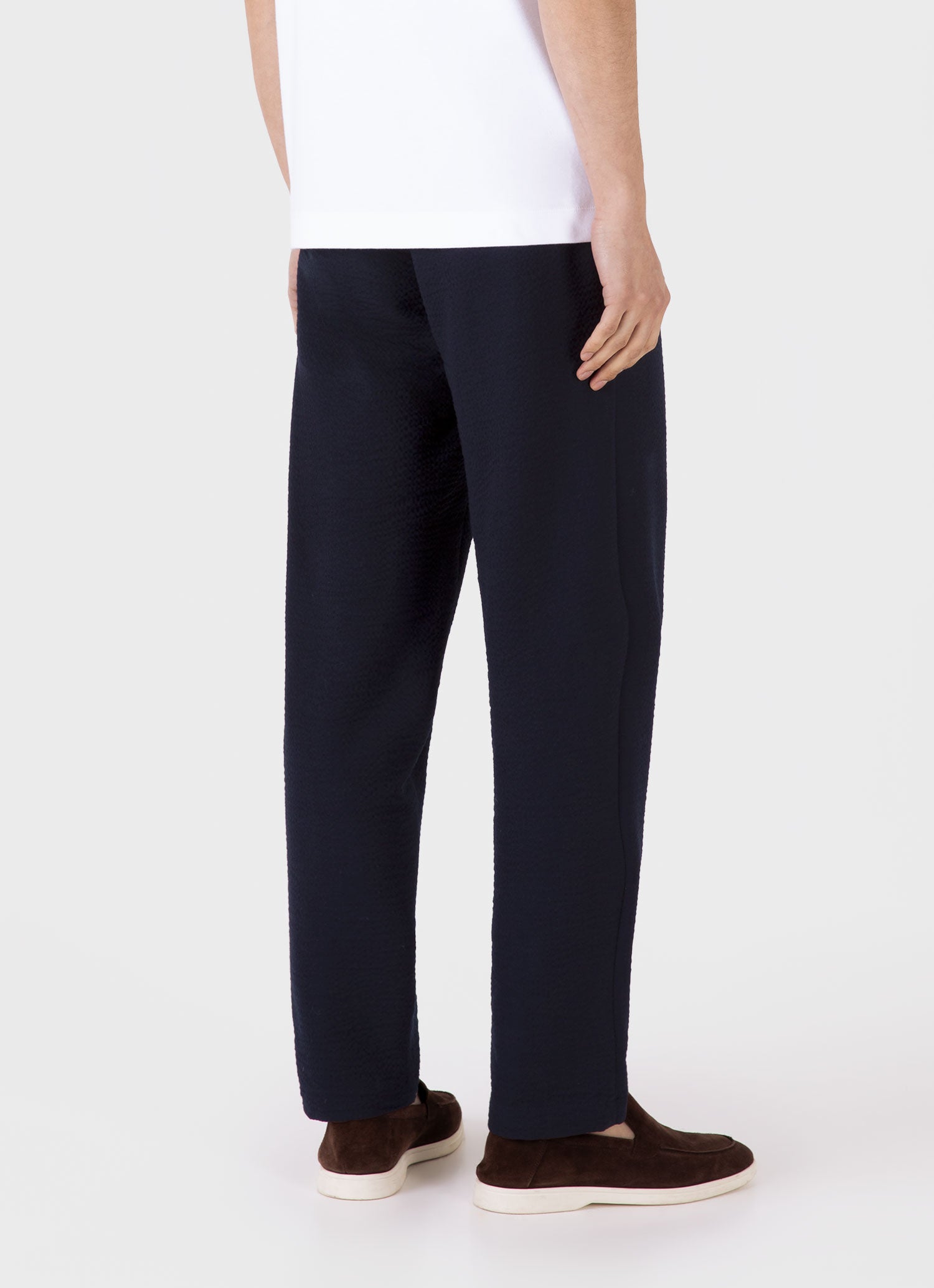 Men's Seersucker Wool Trouser in Navy
