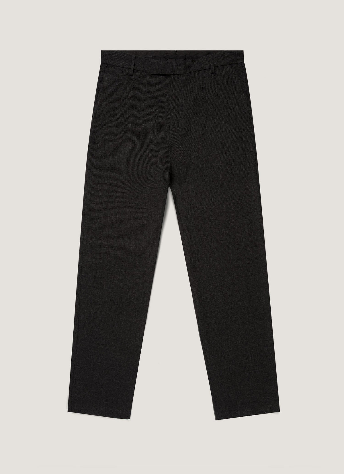 Men's Textured Wool Trouser in Dark Charcoal Melange