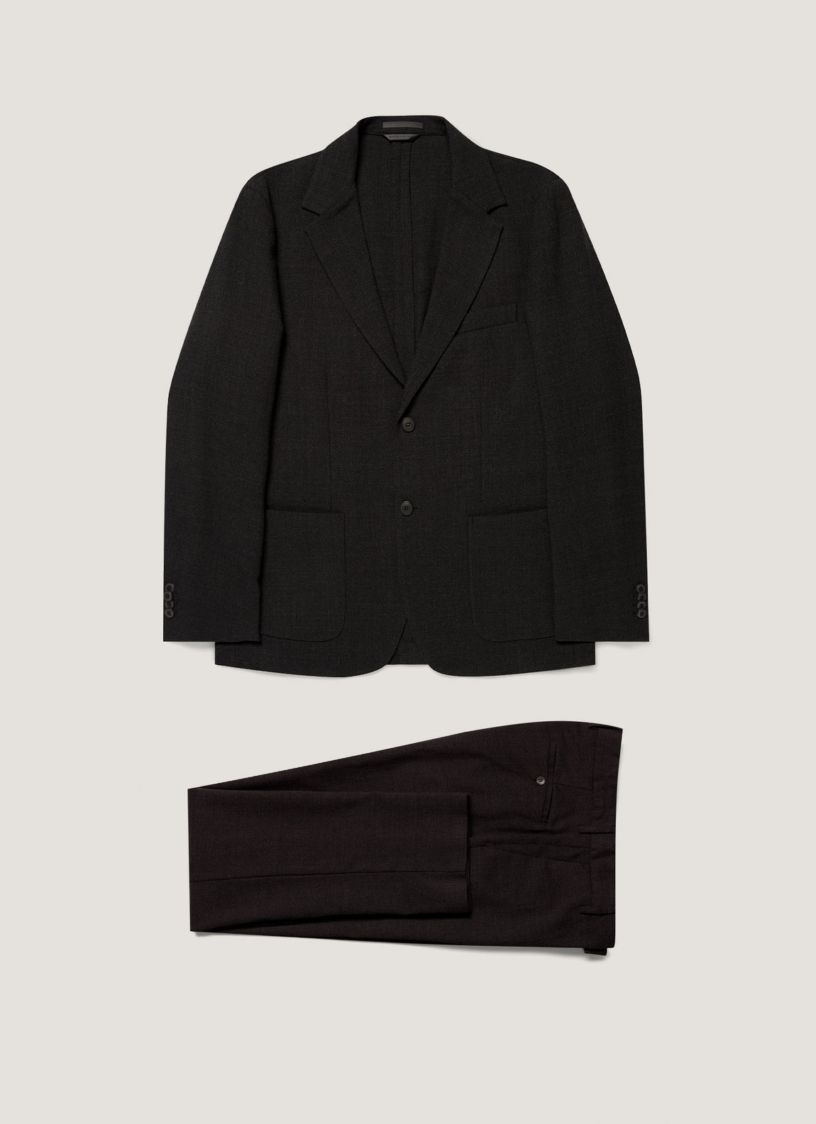 Men's Textured Wool Two-Piece Suit in Dark Charcoal Melange