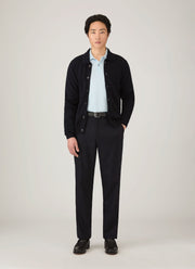 Men's Wool Cashmere Flannel Trouser in Navy