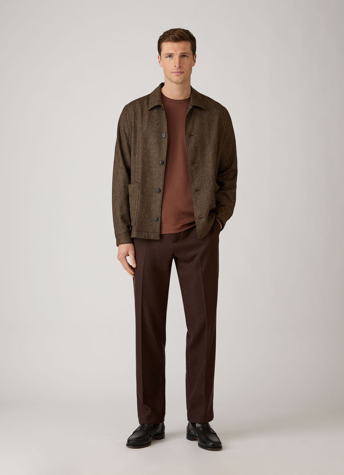 Men's Boiled Wool Trouser in Truffle