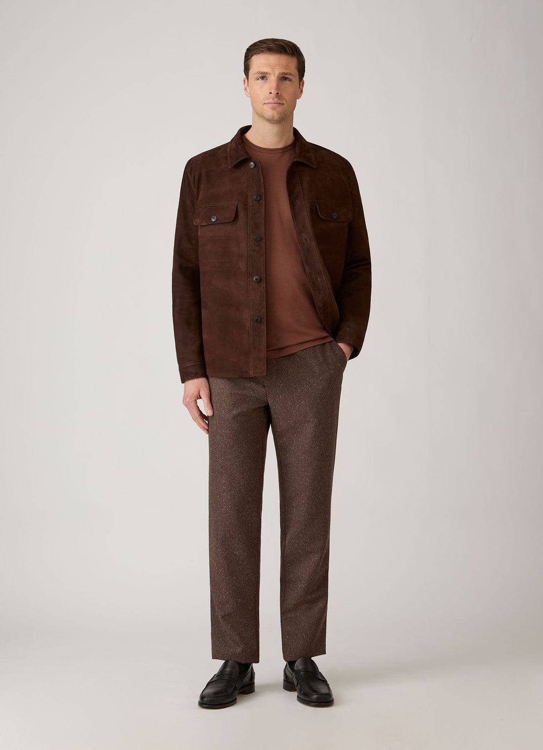 Men's Donegal Tweed Trouser in Dark Brown Melange