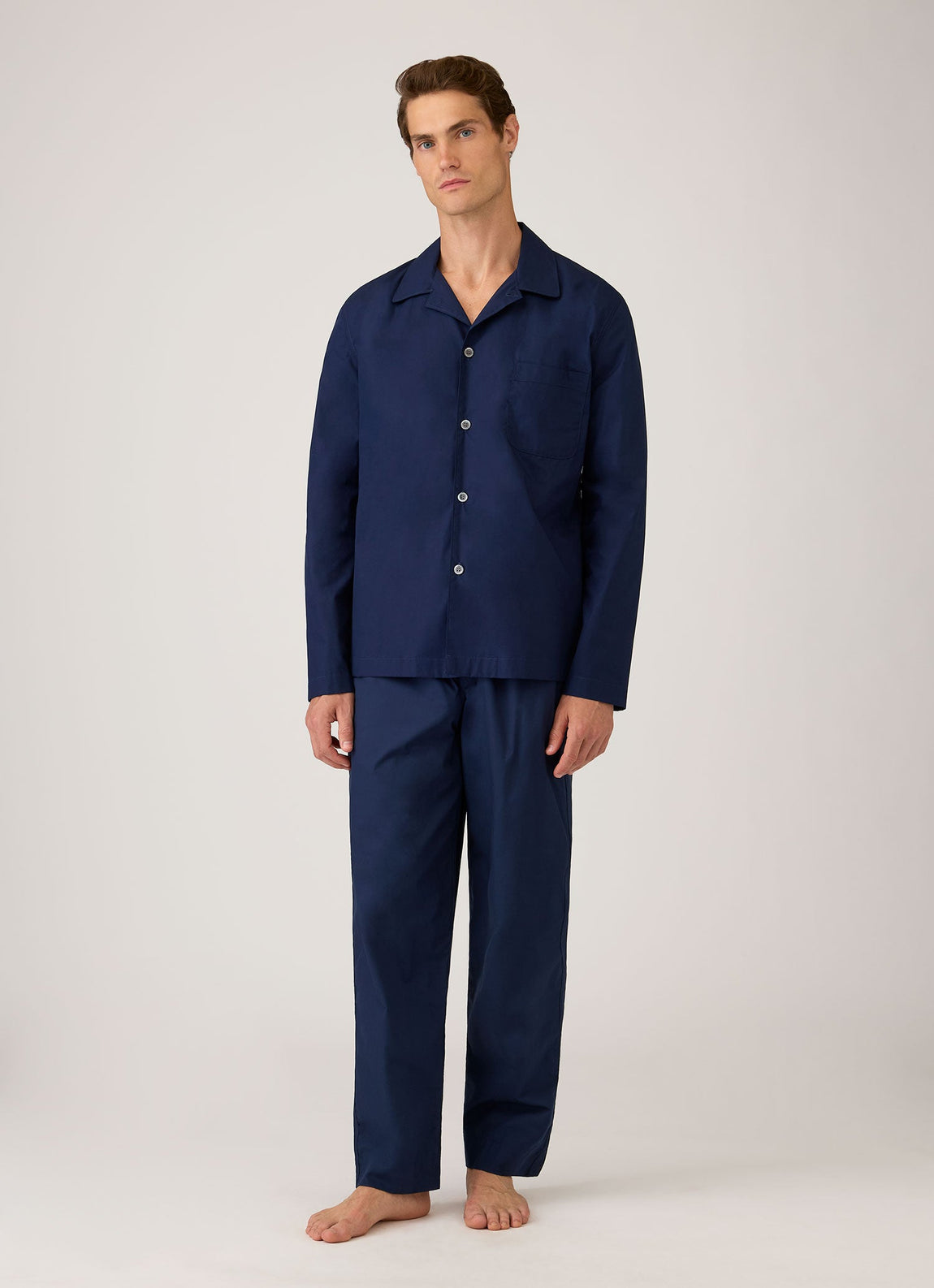 Men's Cotton Poplin Pyjama Trouser in Navy