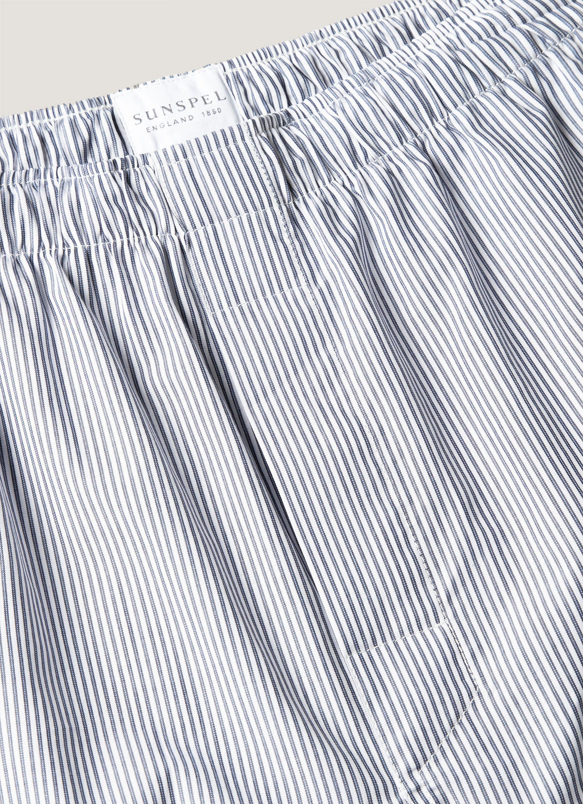 Men's Cotton Poplin Pyjama Trouser in White/Navy/Light Blue