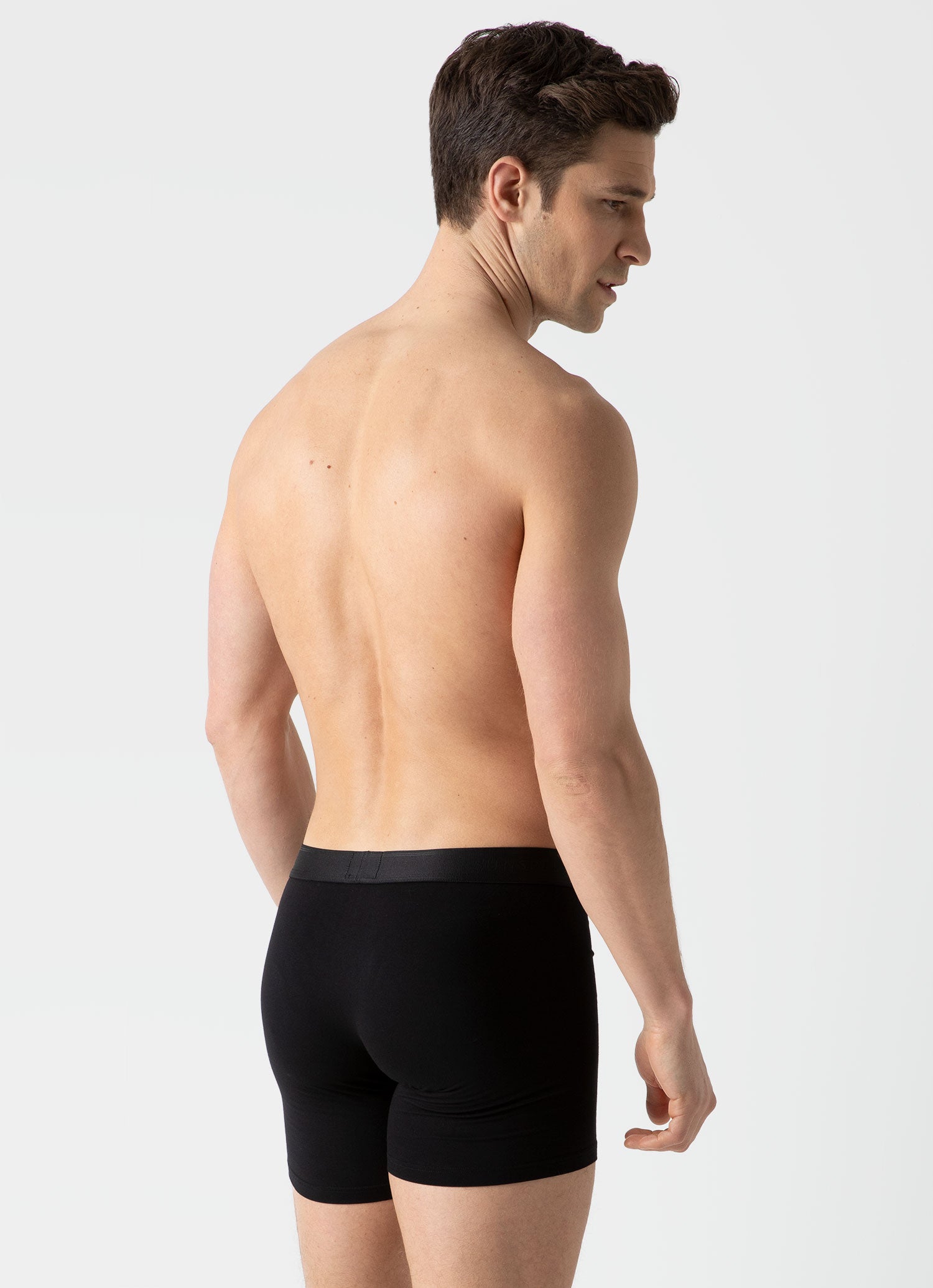 Men's Long Cut Stretch Cotton Trunks in Black