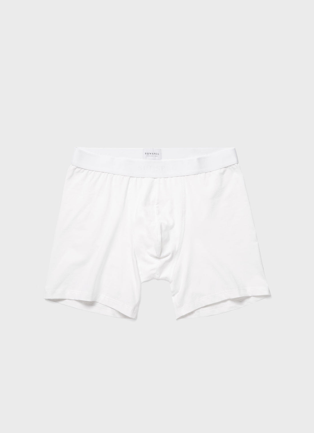 Men's Long Cut Stretch Cotton Trunks in White