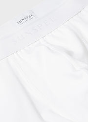 Men's Long Cut Stretch Cotton Trunks in White