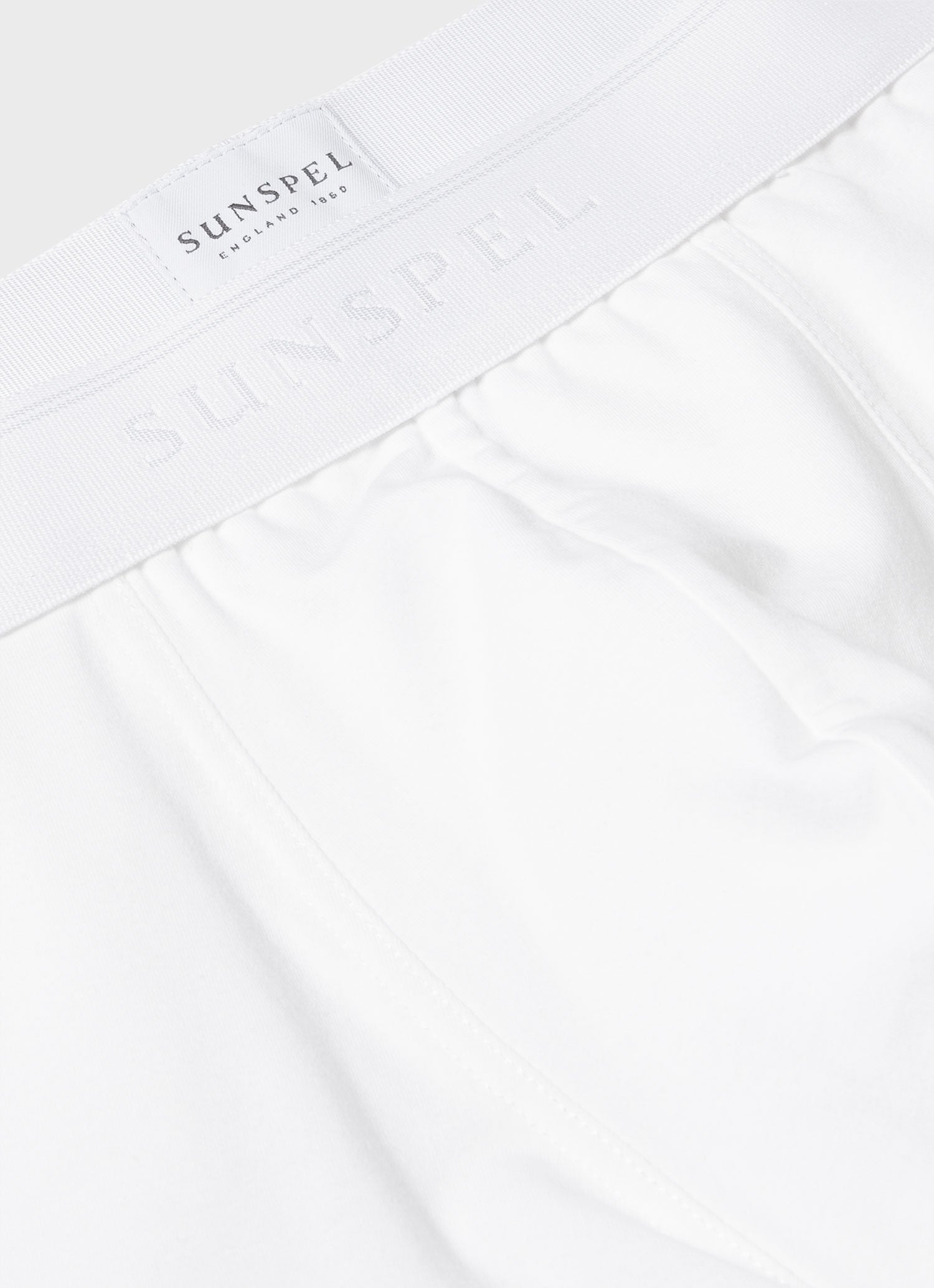 Men's Long Cut Stretch Cotton Trunks in White