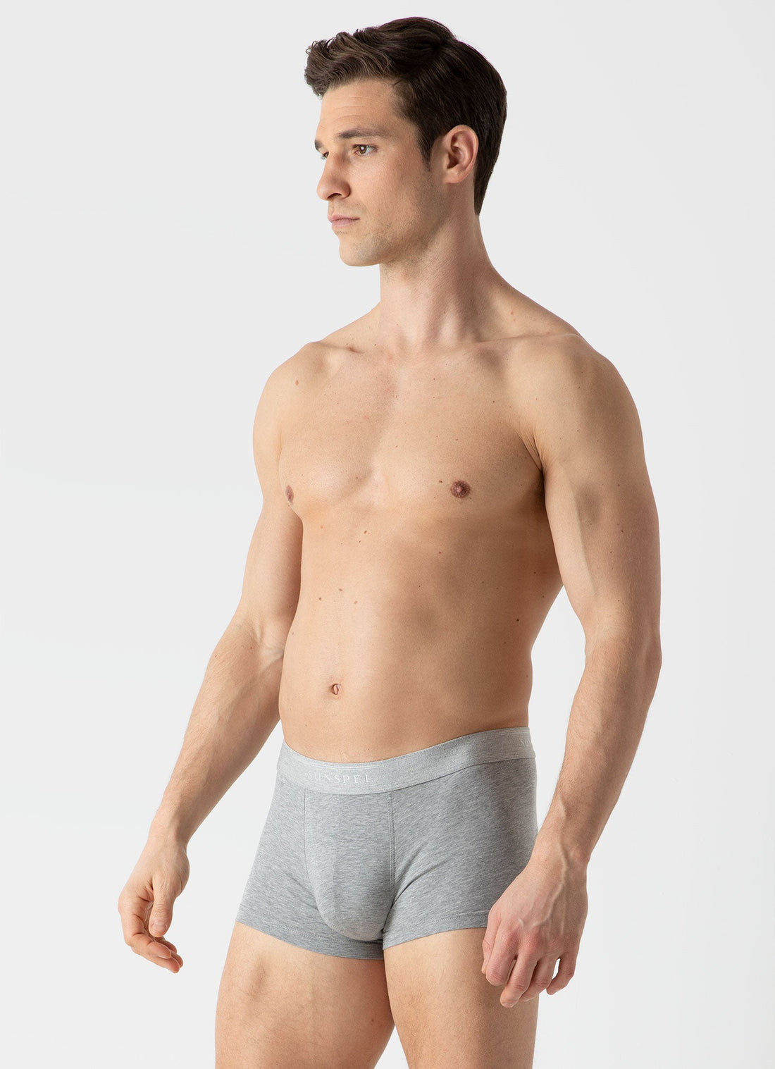 Men's Stretch Cotton Trunks in Grey Melange