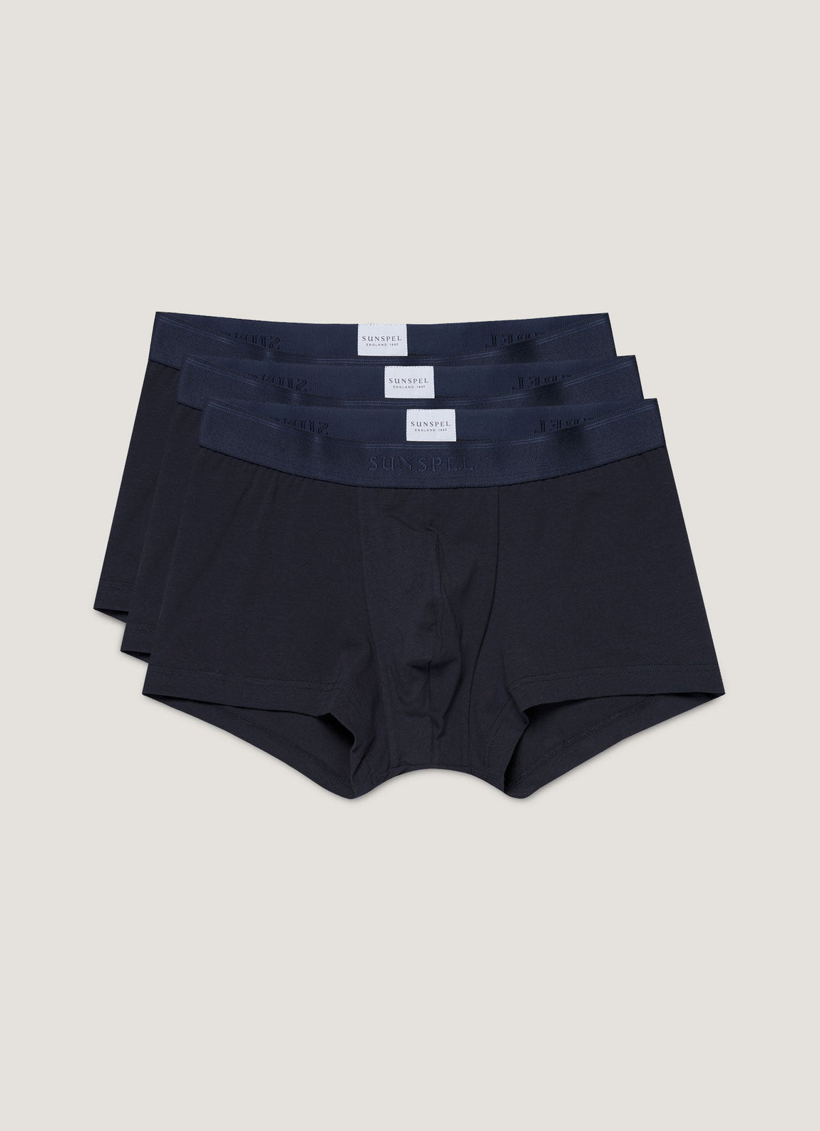 Men's Stretch Cotton Trunks 3-Pack in Navy