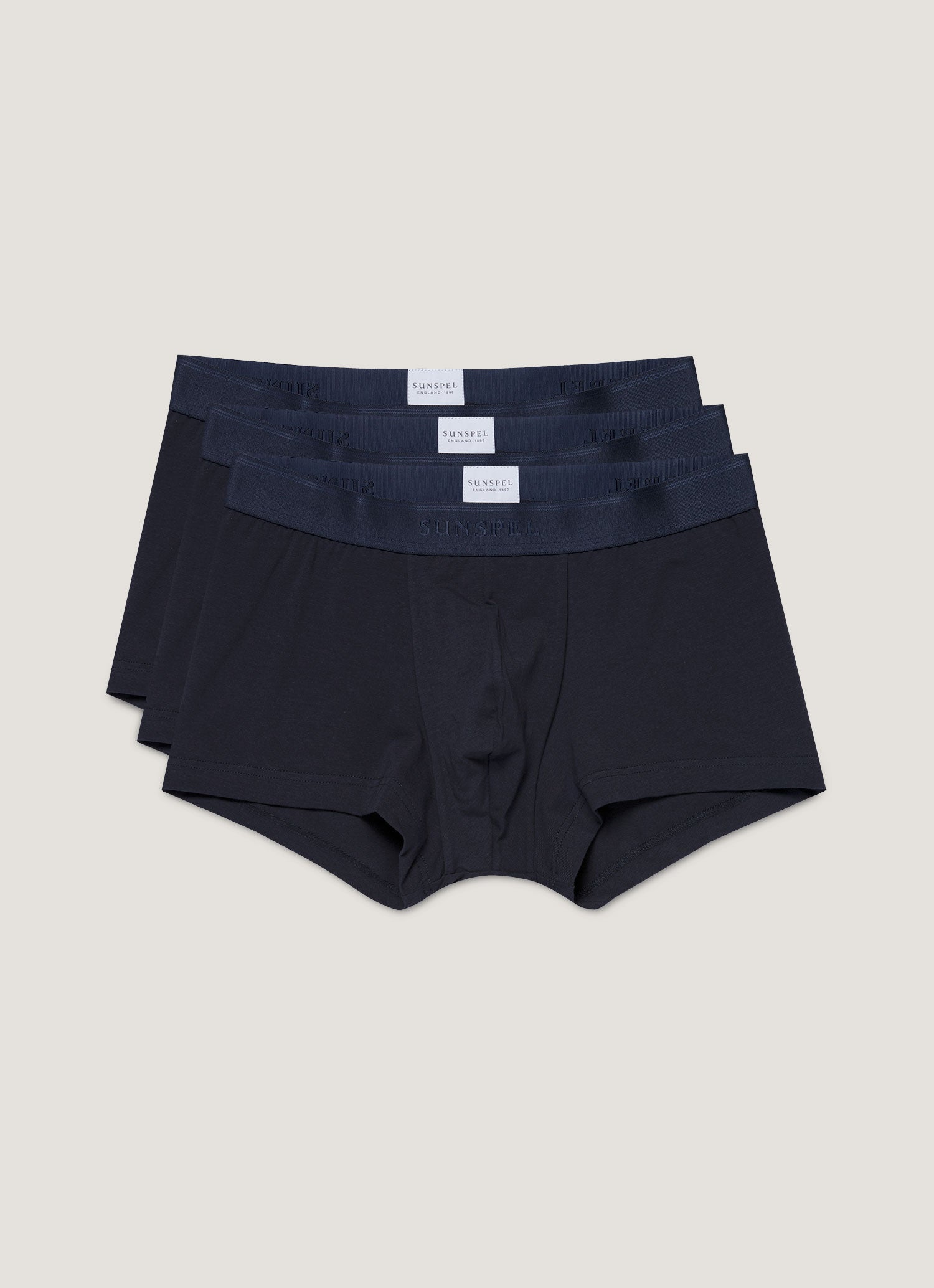 Men's Stretch Cotton Trunks 3-Pack in Navy