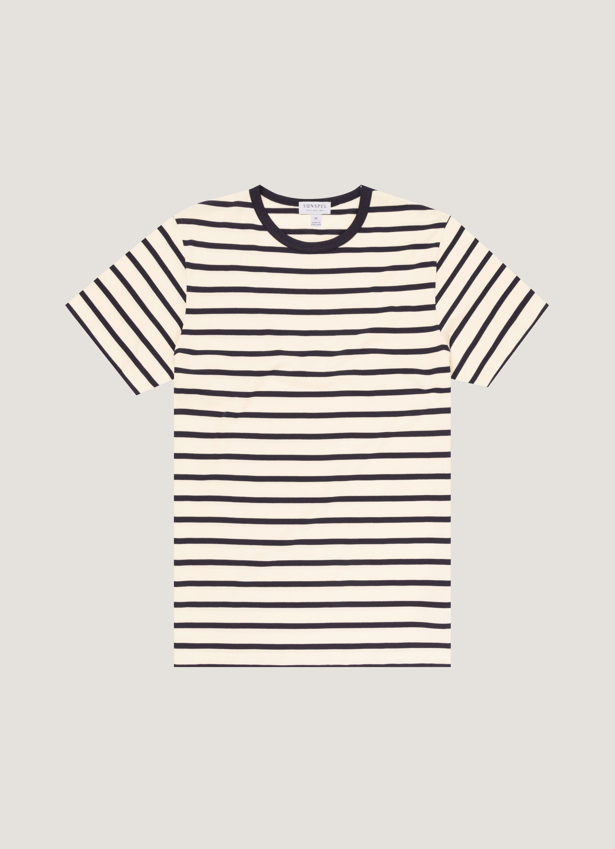 Men's Classic T-shirt in Ecru/Navy Breton Stripe