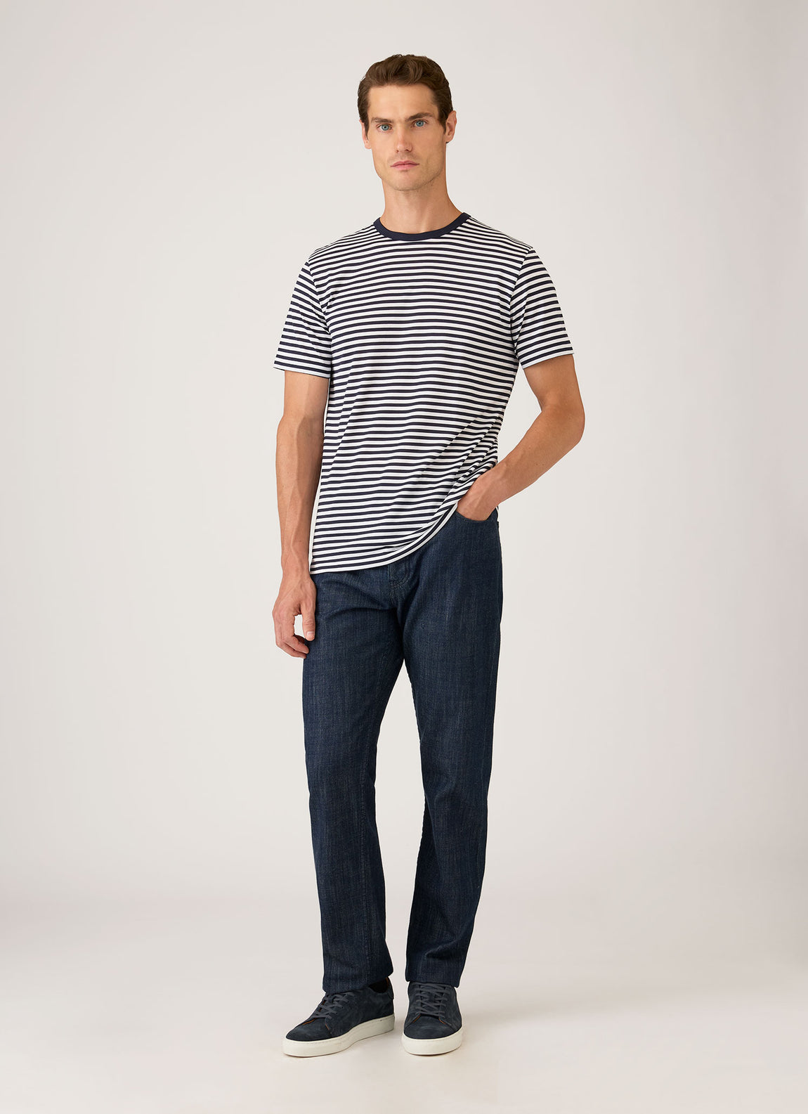 Men's Classic T-shirt in Navy/White English Stripe