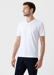 Men's Riviera V Neck T-shirt in White