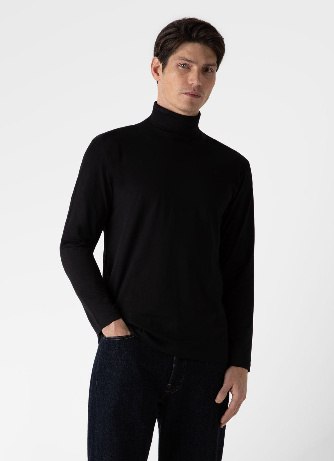 Men's Long Sleeve Roll Neck in Black