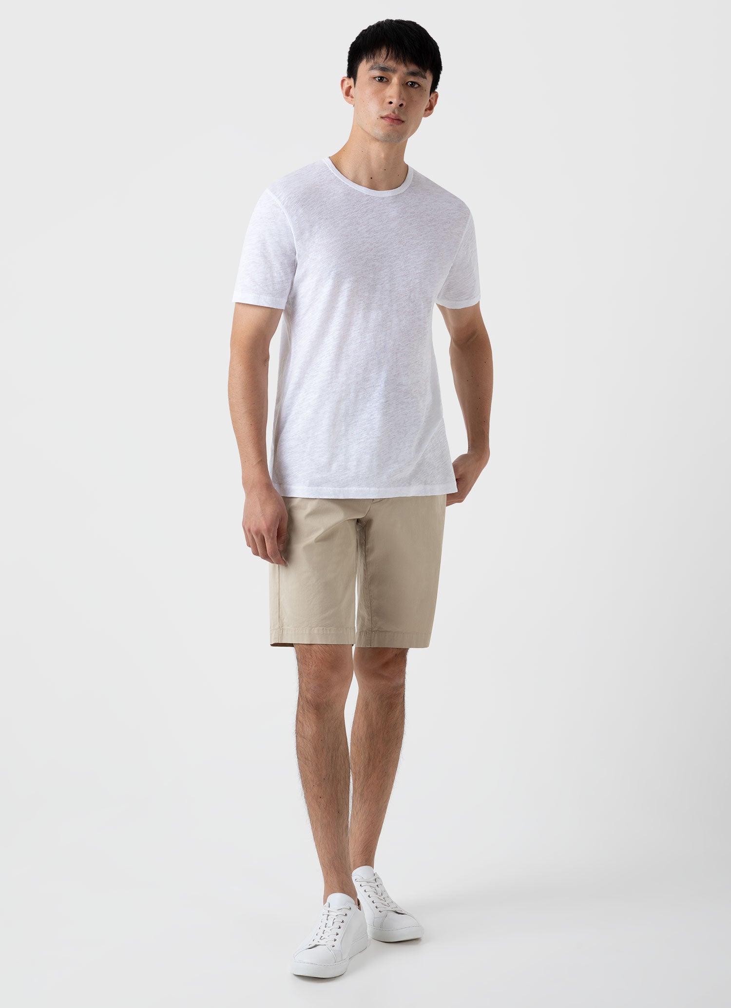 Men's Cotton Linen T-shirt in White