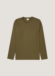 Men's Long Sleeve Riviera Midweight T‑shirt in Deep Olive