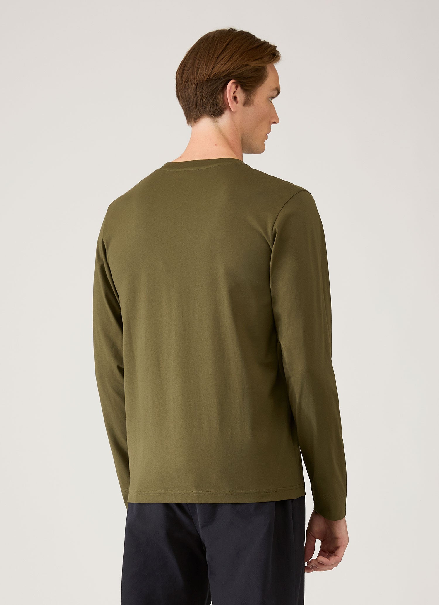 Men's Long Sleeve Riviera Midweight T‑shirt in Deep Olive