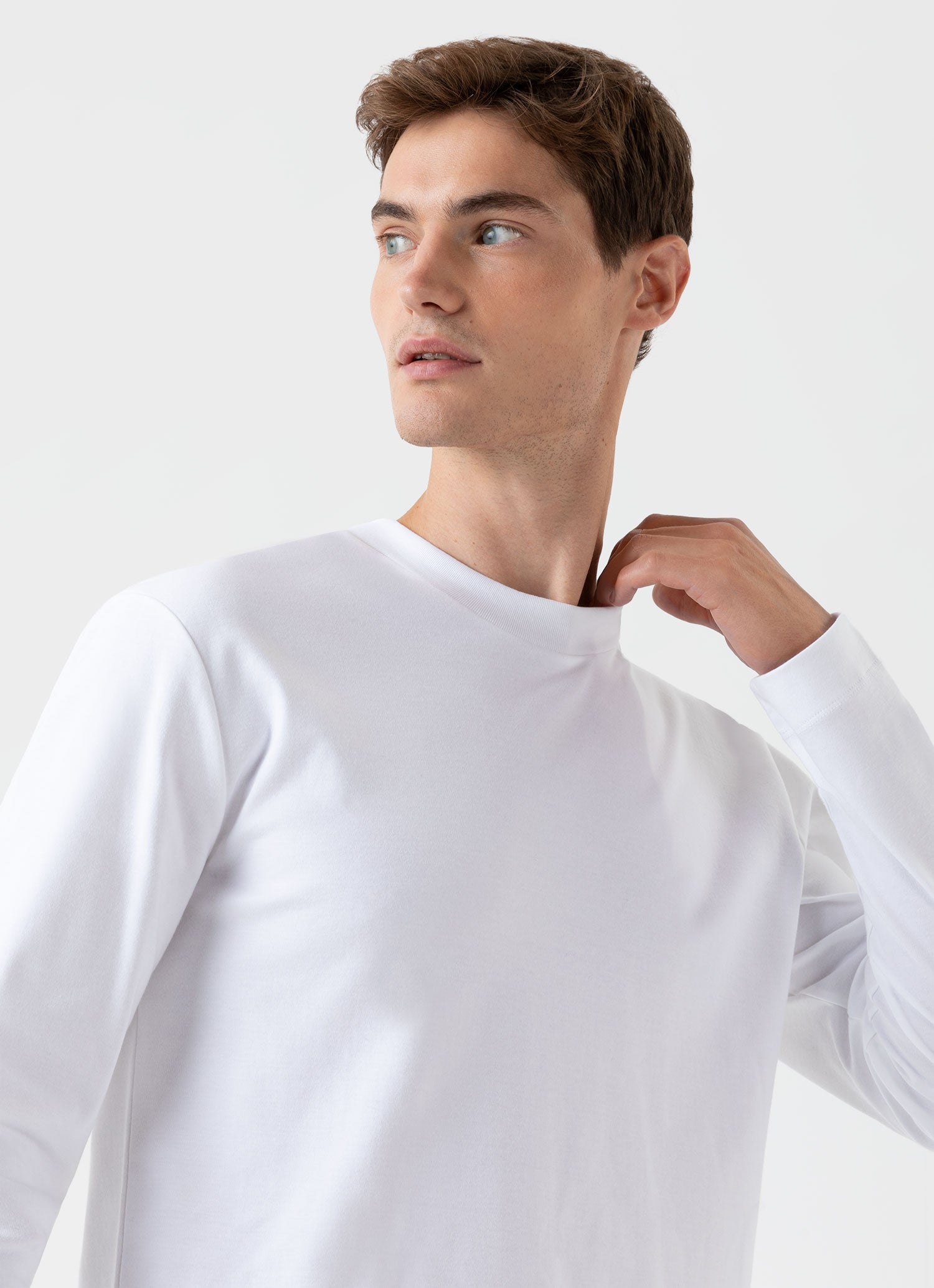 Men's Carbon Brushed Long Sleeve T-shirt in White