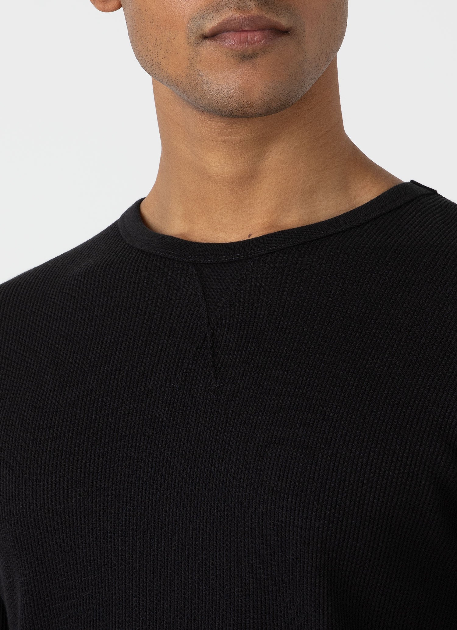 Men's Long Sleeve Waffle T-shirt in Black