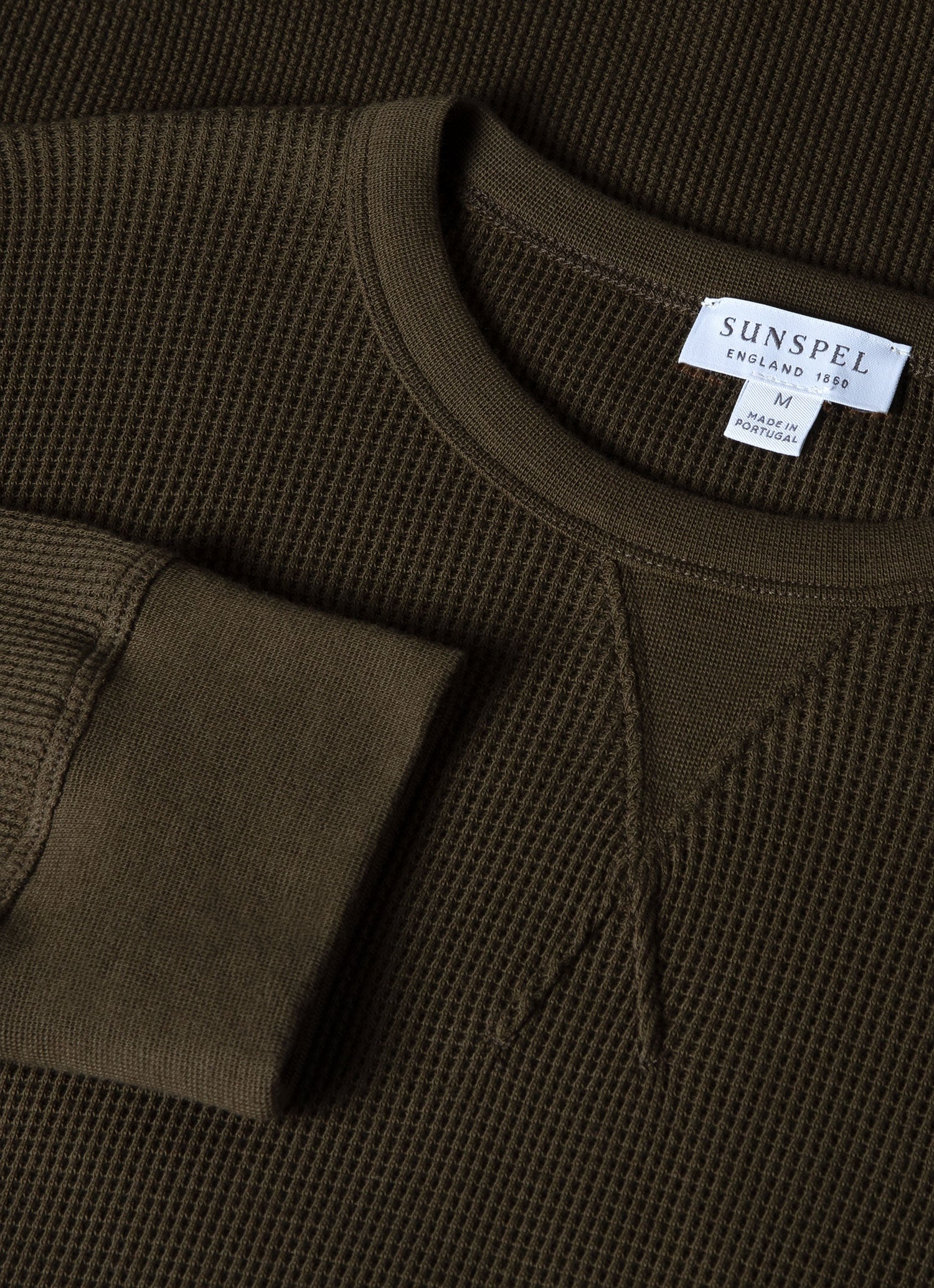 Men's Long Sleeve Waffle T-shirt in Dark Olive