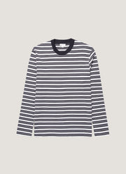 Men's Long Sleeve Heavyweight T-shirt in White/Navy