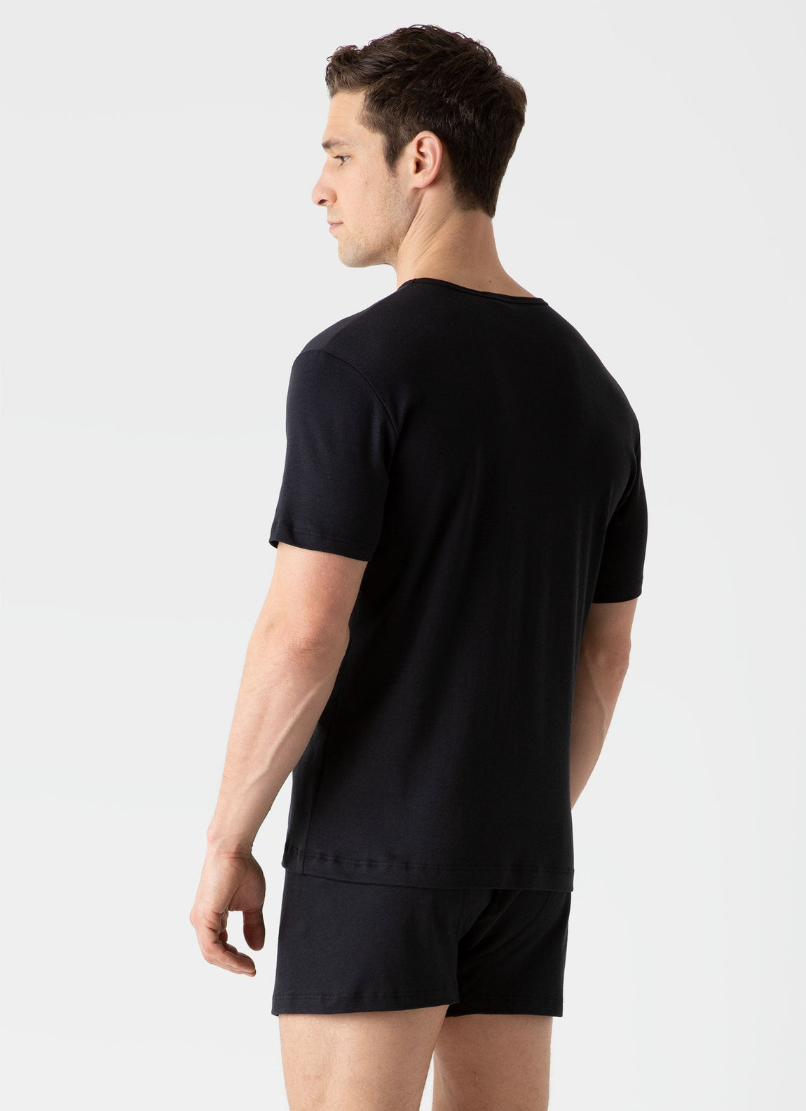 Men's Sea Island Cotton Underwear T-shirt in Black