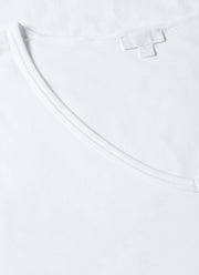 Men's Sea Island Cotton V-Neck Underwear T-shirt in White