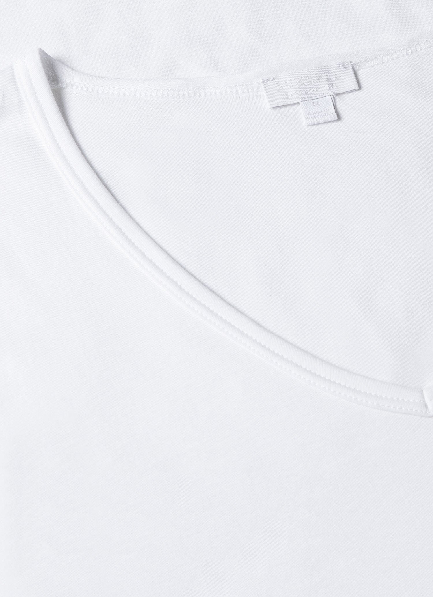 Men's Sea Island Cotton V-Neck Underwear T-shirt in White