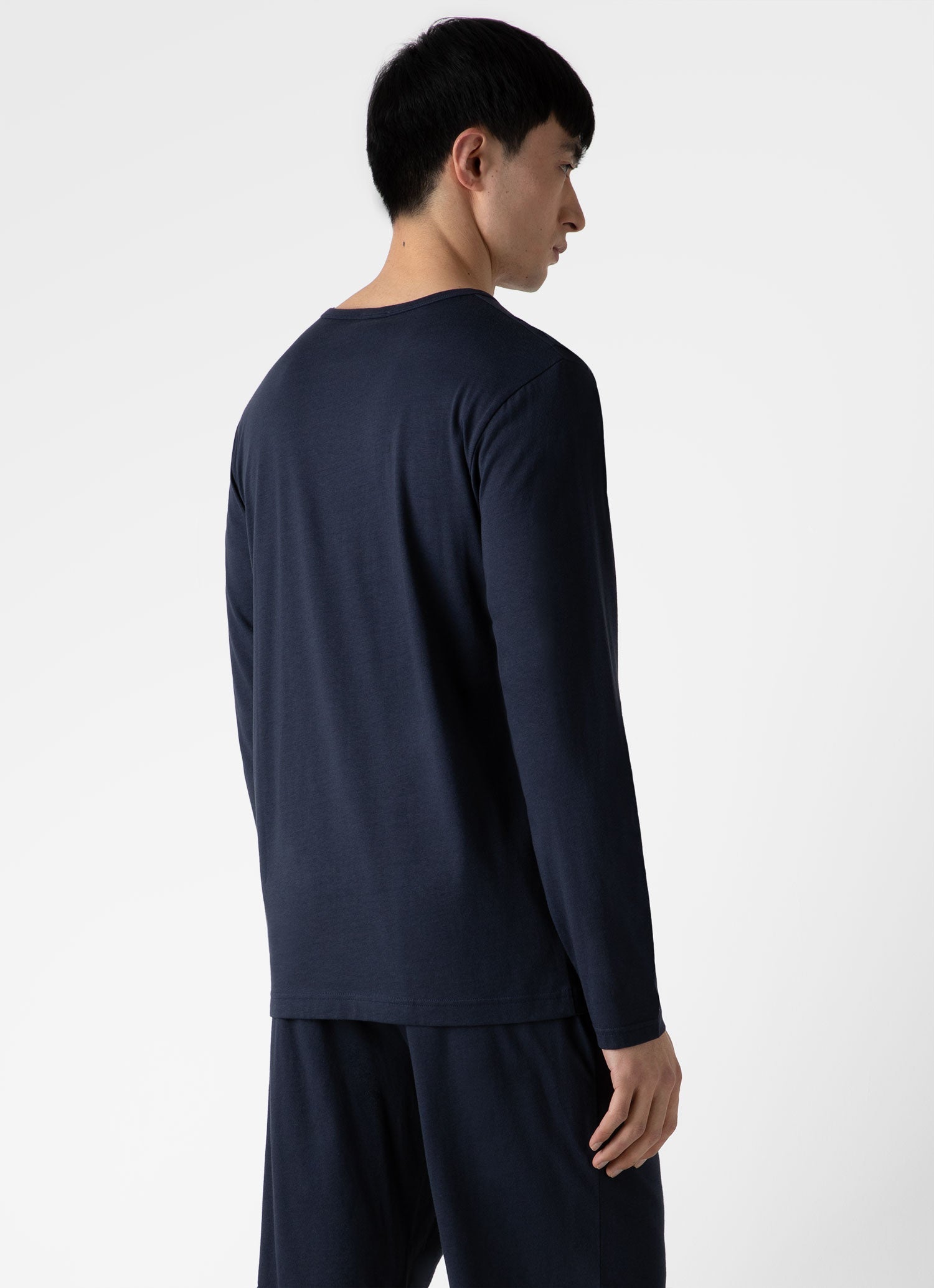 Men's Cotton Modal Lounge Long Sleeve T-shirt in Navy