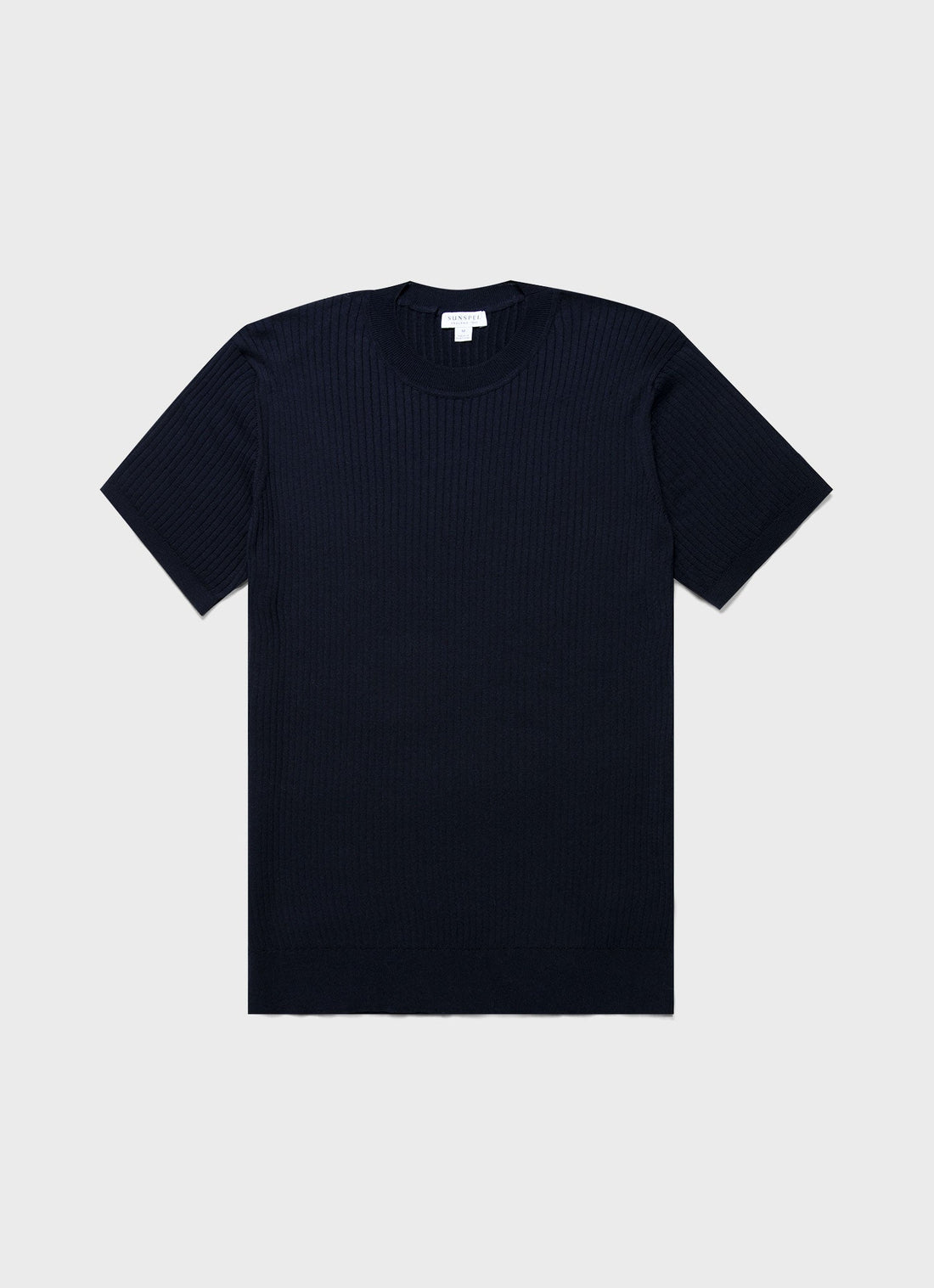 Men's Fine Rib Silk Cotton T-shirt in Navy