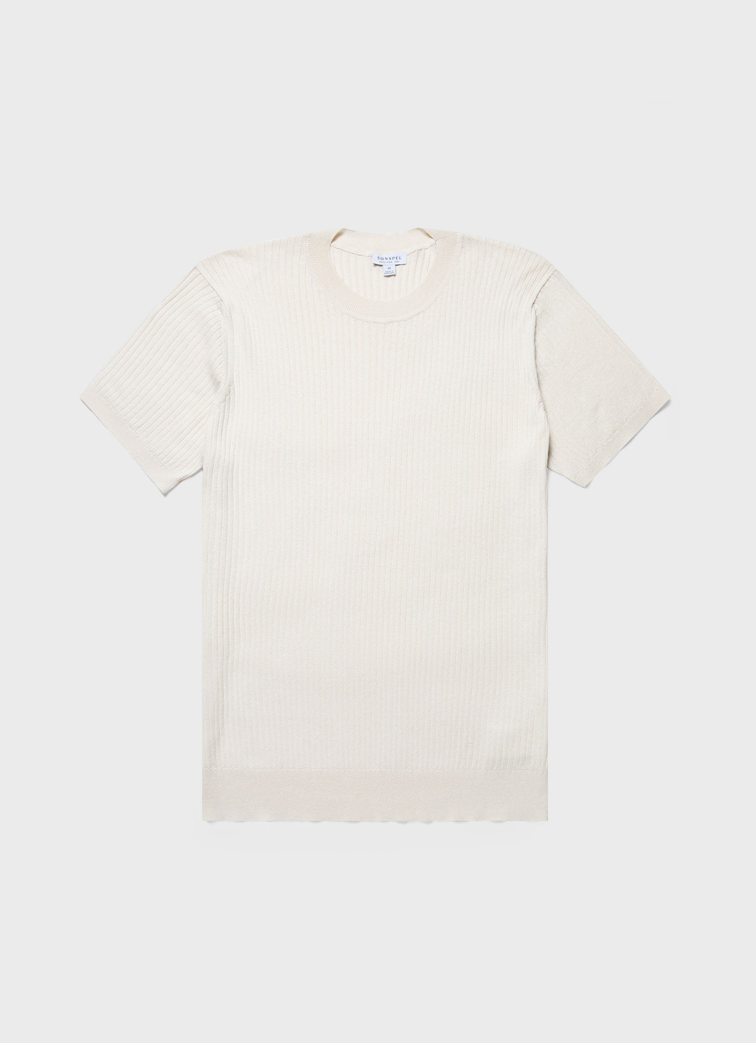 Men's Fine Rib Silk Cotton T-shirt in Ecru
